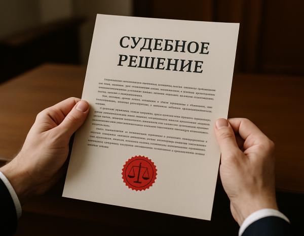 Руки держат судебный документ с печатью